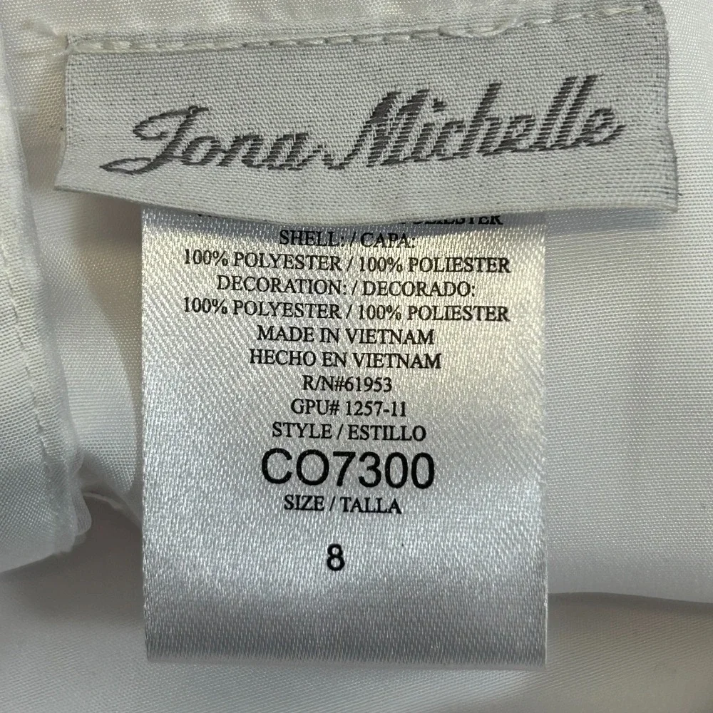 Jona Michelle Girls 8 White Formal Dress Wedding Flower Communion Tulle Roses